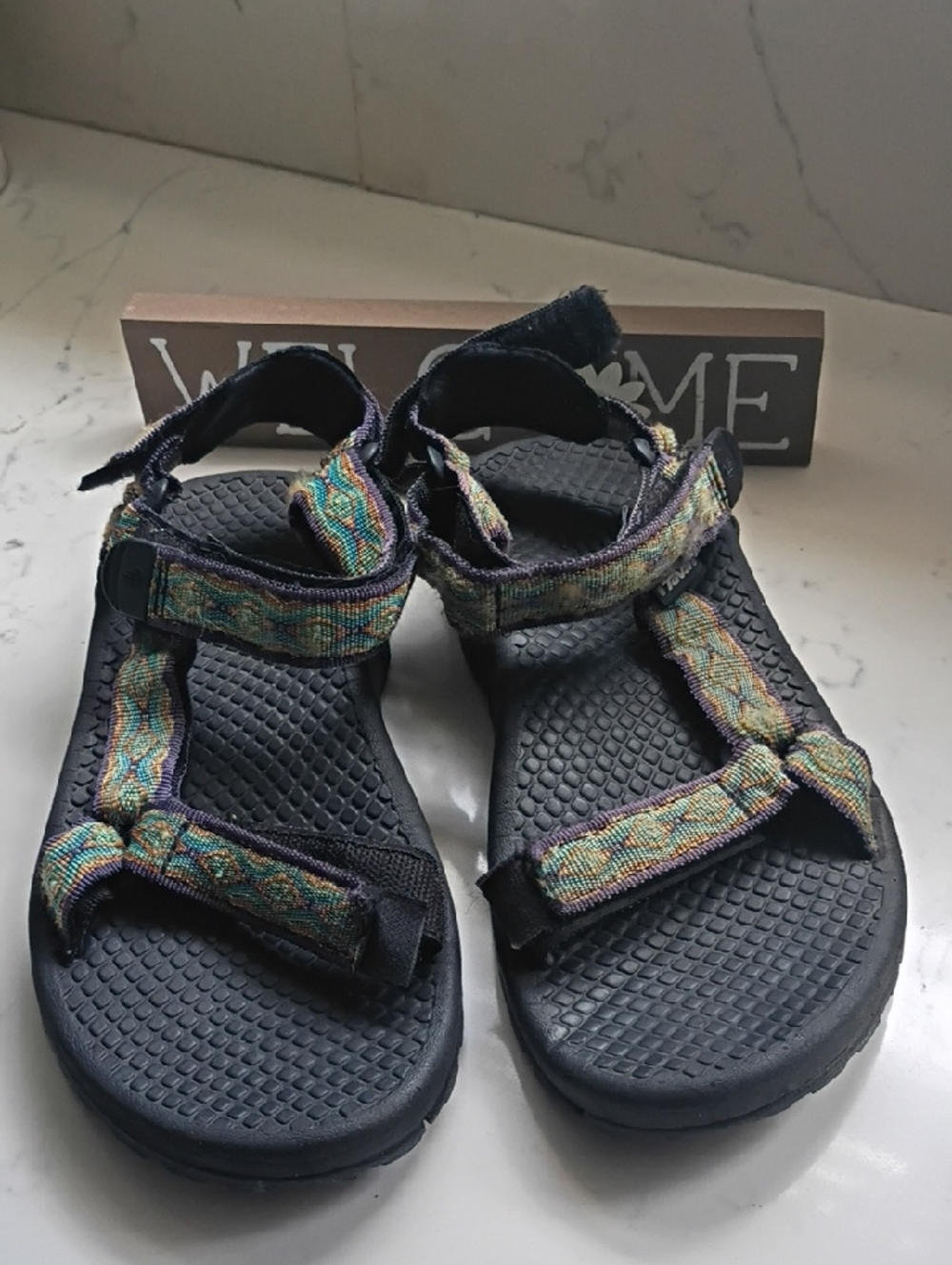 Teva Multicolor Woven Strap Sandals - Black